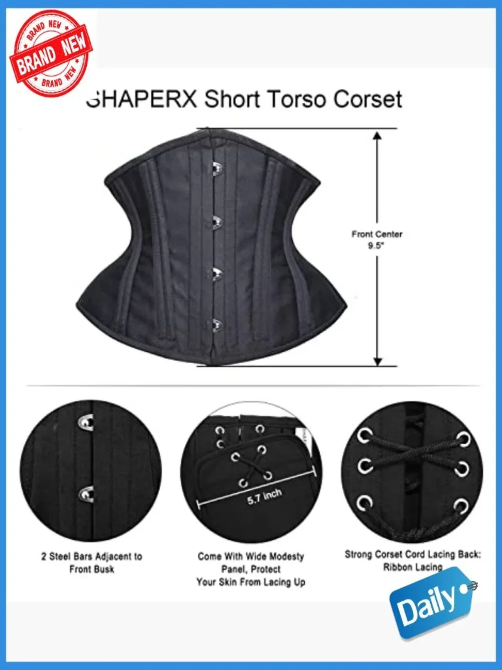 Heavy Duty Steel Boned Waist Trainer Corset Underbust Body Shaper Shapewear